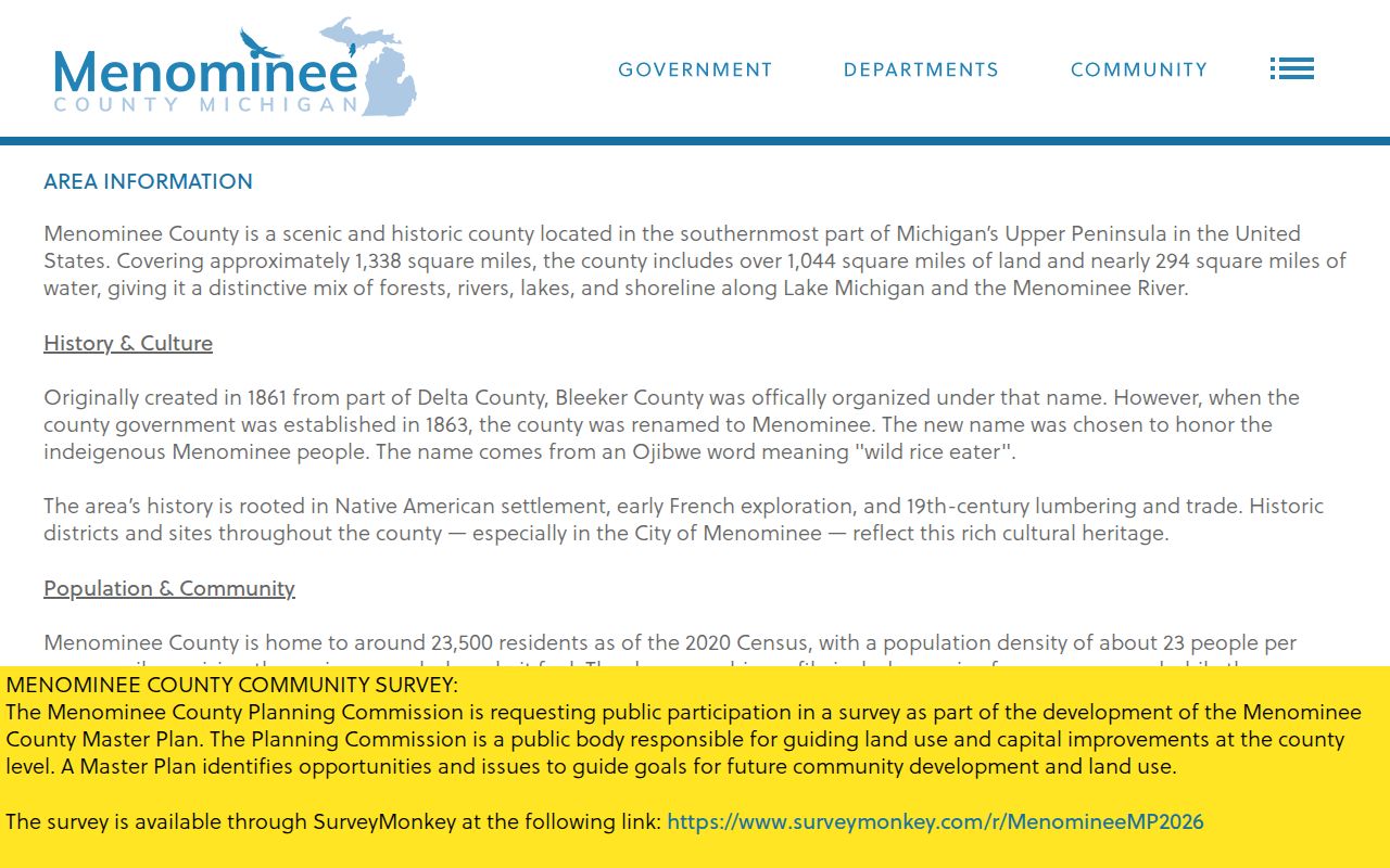 Menominee County court docket community access information